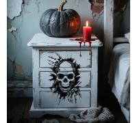 Peacoblue transfert pour meuble, autocollant transfert pour meuble, Autocollant de à frotter pour décoration de meubles 15x30cm - Crâne trou noir