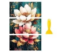 Peacoblue transfert pour meuble, autocollant transfert pour meuble,Autocollant de à frotter pour décoration de meubles 15x30cm - Fleur artistique à bord doré