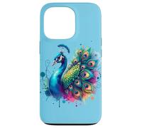 Peacock Bird Floral Botanical Art Exotique Nature Aquarelle Coque pour iPhone 13 Pro