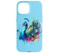Peacock Bird Floral Botanical Art Exotique Nature Aquarelle Coque pour iPhone 15