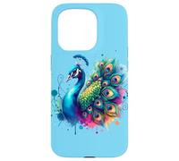 Peacock Bird Floral Botanical Art Exotique Nature Aquarelle Coque pour iPhone 15 Pro