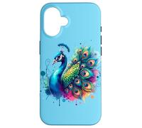 Peacock Bird Floral Botanical Art Exotique Nature Aquarelle Coque pour iPhone 16