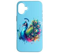 Peacock Bird Floral Botanical Art Exotique Nature Aquarelle Coque pour iPhone 16 Plus