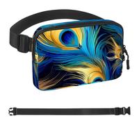Peacock Feathers-208 Sac banane à bandoulière pour homme et femme, sac de ceinture pour voyage, marche, course, randonnée, cyclisme, multicolore, 4 x 23 x 15 cm, multicolore, 1.5x9.0x5.9in/4x23x15cm