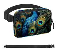 Peacock Feathers-214 Sac banane à bandoulière pour homme et femme, sac de ceinture pour voyage, marche, course, randonnée, cyclisme, multicolore, 4 x 23 x 15 cm, multicolore, 1.5x9.0x5.9in/4x23x15cm