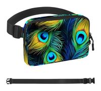 Peacock Feathers-215 Sac banane pour homme et femme, sac banane avec sangle réglable, sac banane tendance pour voyage, plein air, course à pied, randonnée, multicolore, 4 x 23 x 15 cm, multicolore,