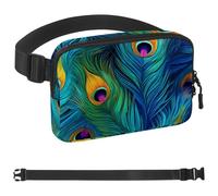 Peacock Feathers-232 Sac banane à bandoulière pour homme et femme, sac de ceinture pour voyage, marche, course, randonnée, cyclisme, multicolore, 4 x 23 x 15 cm, multicolore, 1.5x9.0x5.9in/4x23x15cm