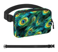 Peacock Feathers-247 Sac banane à bandoulière pour homme et femme, sac de ceinture pour voyage, marche, course, randonnée, cyclisme, multicolore, 4 x 23 x 15 cm, multicolore, 1.5x9.0x5.9in/4x23x15cm
