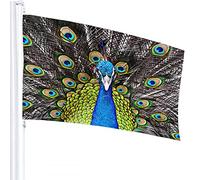 Peacock Flag 3x5 FT Blue Peacocks Animal Colorful Feather in The Zoo Outdoor Flags Large Welcome Yard Banners Home Garden Yard Lawn Decor