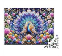 Peacock Floral Fantasy Colourful Cosmic Flower Peacock 1000 Pieces Puzzle for Adults Unique Classic Educational Games 70x50cm/1000pcs