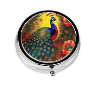 Peacock Flowersa Petite boîte à médicaments à trois compartiments qui peut être placée dans votre poche ou votre sac à main et peut stocker des vitamines.