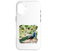 Peacock Garden Bird Elegant Nature Wildlife Floral Scène Coque pour iPhone 16