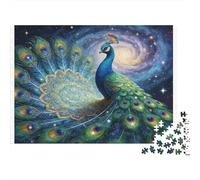 Peacock in Galaxy Colourful Cosmic Space Peacock 1000 Pieces Jigsaw for Adults The Impossible Challenge Brain Development 52x38cm/1000pcs