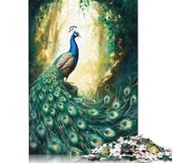 'Peacock in The Forest Puzzle 1000 Pièces Educa Jouet en Bois Divertissement Créatif De l'art De La Décoration Jeu Éducatif Challenge Toy Adultes Et Enfants À Partir De 14 Ans 1000pcs (75x50cm)