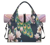 Peacock Spring Sac de sport à motif floral pour homme et femme Sac de week-end avec compartiment à chaussures Sac fourre-tout pour yoga, gym, voyage, couleur, L, Organiseur de sac