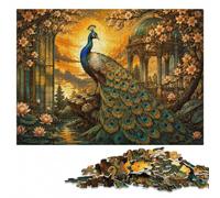 Peacock Stained Glass Art Nouveau Puzzle Image Bois, À Thème, 1000 pièces | Un moment puzzle à partager - une organisation plus simple des pièces pendant le temps libre.