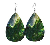 Peacock under the Sun Boucles d'oreilles en cuir en forme de larme pour femme - Boucles d'oreilles pendantes légères en PVC avec crochets en argent 925, imprimés double face | Cadeau hypoallergénique