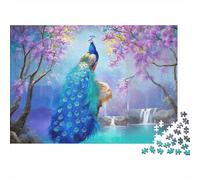 Peacock Waterfall Puzzles 1000 Pièces Recyclable Material Enchanted Nature Art Senior Puzzles Jeu Éducatif Décompression Parent Garçon & Fille Accessoires de Jeu 70x50cm/1000Ps