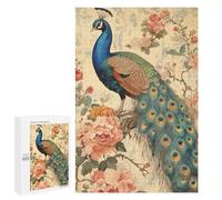 Peacock with Flowers Wall Mural Puzzle 1000 Pièces Educa Jouet en Bois Cadeau Unique Décoration Intérieure Jeu Éducatif Challenge Toy Adultes Et Enfants À Partir De 14 Ans 1000 PCS