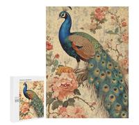 Peacock with Flowers Wall Mural Puzzle 1000 Pièces Educa Jouet en Bois Cadeau Unique Décoration Intérieure Jeu Éducatif Challenge Toy Adultes Et Enfants À Partir De 14 Ans 500 PCS