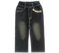 Peacolate 2-9ans Petites Filles Noir Pantalon Jeans brodé pour Grandes Filles(Fleurs, 2-3ans)