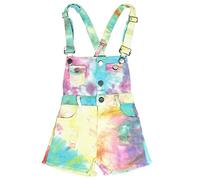 Peacolate 3-10A Enfants Filles Combinaisons et Combinaisons Bavettes Colorées Tie Dye Shorts Bretelles Shorts Jeans Pantalons(5-6 ans)