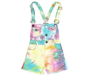 Peacolate 3-10A Enfants Filles Combinaisons et Combinaisons Bavettes Colorées Tie Dye Shorts Bretelles Shorts Jeans Pantalons(7-8 ans)