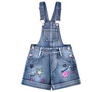 Peacolate 4-10 Ans Été Petits Enfants Denim Shortalls Flip Paillettes Broderie Étoile Bleu Salopette Short Salopette (5-6 Ans)