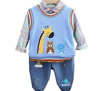 Peacolate Ensembles bébés garçons, Ensemble de vêtements nouveau-né chemise à manches longues cardigan débardeur et jeans 6 mois à 3 ans (Bleu,18-24Mois)