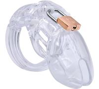 Peadxuno Ceinture de chasteté pour homme - Cage à pénis avec 5 anneaux péniens, dispositif de chasteté extrême, jouet sexuel BDSM pour adulte (Transparent)
