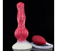 Peadxuno Gode Éjaculateur Monster Dildo pour Point G Anus Prostate, Gode Massif en Silicone Souple, Plug Anal Gonflable Jouets Adultes pour Unisexe (Gode + Airbag d'injection)