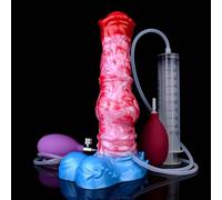 Peadxuno Gode Éjaculateur Réaliste en Silicone avec Ventouse Forte, Gode Éjaculateur Gode Anal Épais Jouet Sexuel pour Unisex(Gode 22,5 cm+seringue+airbag d'injection+airbag gonflable)