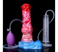 Peadxuno Gode Éjaculateur Réaliste en Silicone avec Ventouse Forte, Gode Éjaculateur Gode Anal Épais Jouet Sexuel pour Femmes Hommes (Gode 22,5 cm + seringue + airbag gonflable)