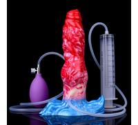 Peadxuno Gode Réaliste Silicone avec Ventouse Puissante, Éjaculateur Intégré, Stimulation Anal et Vaginale, Jouet Sexuel pour Homme et Femme (gode 21cm + seringue + airbag gonflable)