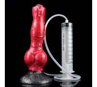 Peadxuno Jouet Anal Gode Nœud Fantaisie Gonflable en Silicone avec Ventouse Forte, Gode Squirting, Jouet Sexuel Unisexe pour Adultes (Gode + Seringue)