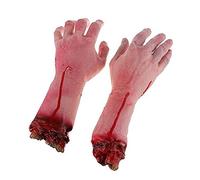 PEAF 1 paire de jouets effrayants pour fête : Bloody Faux Partie du corps, Bras et main séparés réalistes, Walking Dead Halloween Prop, 2 x mains artificielles (gauche et droite), pour enfants,