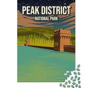 Peak District Minimal England National Park Idée Noël Puzzle en Bois