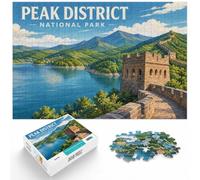 Peak District Minimal England National Park Puzzle, 1000 pièces | Pour se détendre après le travail : ce puzzle 1000 pièces adulte favorise un loisir concentré sans écran.
