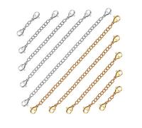 PEAK-EU Chaîne d'Extension bracelets Acier Inoxydable Chaîne ExtensionChaîne Rallonge de Collier Extender avec Fermoir pour Fabrication DIY Bijoux (10 pcs,Argent et Or)