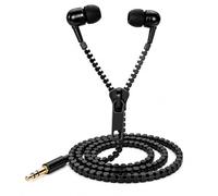 Peak Power Zip Écouteurs intra-auriculaires avec fermeture Éclair sans enchevêtrement - Écouteurs stéréo avec jack 3,5 mm plaqué or - Compatible avec smartphones, tablettes, ordinateurs portables