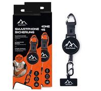 Peak Protect Sécurité pour téléphone portable avec câble en acier et mousqueton, sécurité universelle anti-chute pour smartphone, avec câble rétractable de 80 cm, protection antivol et protection
