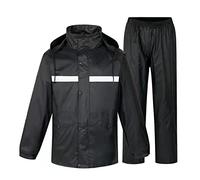 Peak Revers Costume de pluie pour homme Veste et pantalon Imperméable respirant anti-tempête pour course par temps froid, Noir , L