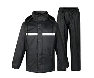 Peak Revers Costume de pluie pour homme Veste et pantalon Imperméable respirant anti-tempête pour course par temps froid, Noir , L