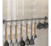 Peakjune Aluminium Barre De Cuisine,Support De Cuisine à Rail,Porte Ustensiles Cuisine Mural,Propre Et Facile D'AccèS,Convient pour Suspendre des CuillèRes,des Gants,Etc