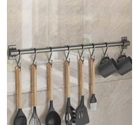Peakjune Aluminium Barre De Cuisine,Support De Cuisine à Rail,Porte Ustensiles Cuisine Mural,Propre Et Facile D'AccèS,Convient pour Suspendre des CuillèRes,des Gants,Etc