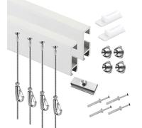 Peakjune Cimaise Murale,Rail De Suspension pour Tableaux,SystèMe D'Accrochage De Cimaise,Capacité De Charge éLevéE,Convient Aux Salons,Couloirs,Galeries,Chambres Et Bureaux