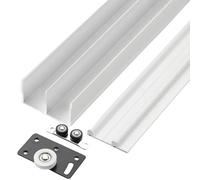 Peakjune Kit Porte Coulissante,Rail Porte Coulissante Double,Rail pour Porte Coulissante,Rail De Porte Coulissante Placard,Rail Et roulettes for Porte Coulissante DissimuléE,Facile Installer