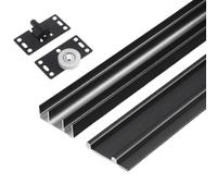 Peakjune Rail Porte Coulissante,Kit Porte Coulissante,Quincaillerie De Porte Coulissante Kit,Rail pour Porte Coulissante Placard,Rail Porte Coulissante Double,Alliage D'Aluminium