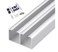 Peakjune Rail Porte Coulissante,Kit Porte Coulissante,Rail Porte Coulissante Double,Quincaillerie De Porte Coulissante Kit,Kit Rail pour Porte De Placard Coulissante,Alliage D'Aluminium