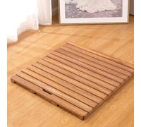 Peakjune Tapis de Bain en boiss,Caillebotis de bagnoire Bambous,Tapis de Bain en Boiss,caillebotis Douche,Grand Tapis de Bain en Boiss de Teck,résistant à l'humidité,Motif boiss Naturel